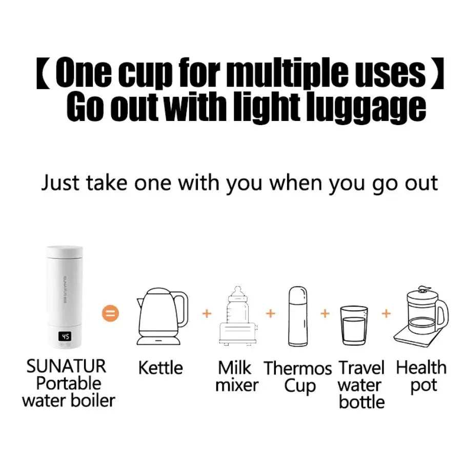 SUNATUR 400ml Electric self heating Cup Portable Thermos Smart Temperature Travel heater tumbler 316L kettle coffee wireless mug