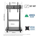 Mobile TV Cart, Rolling TV Stand for 32-75inch TVs with Lockable Wheel,Height Adjustable TV Stand with Wheels Max VESA 600x400mm