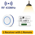 RF 433MHz Wireless  10A Relay Receiver Remote Control Light Switch 220V 110V Mini Round Button Wall Panel Switch For LED Lamp