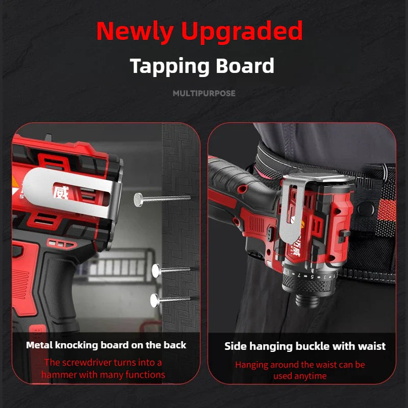 SUMAIWEI Brushless Electric Drill Cordless Knockable Driller Driver 80N.m 18V Screwdriver Li-ion Battery Electric Power Tools
