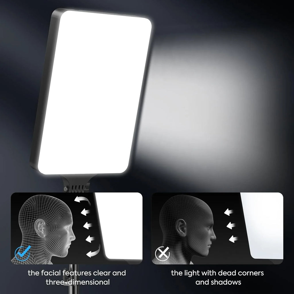 XRDKJ 19-inch LED Video Light Kit, 2700-6500K Dimmable Photographic Lighting with Remote Control and 63-inch Stand