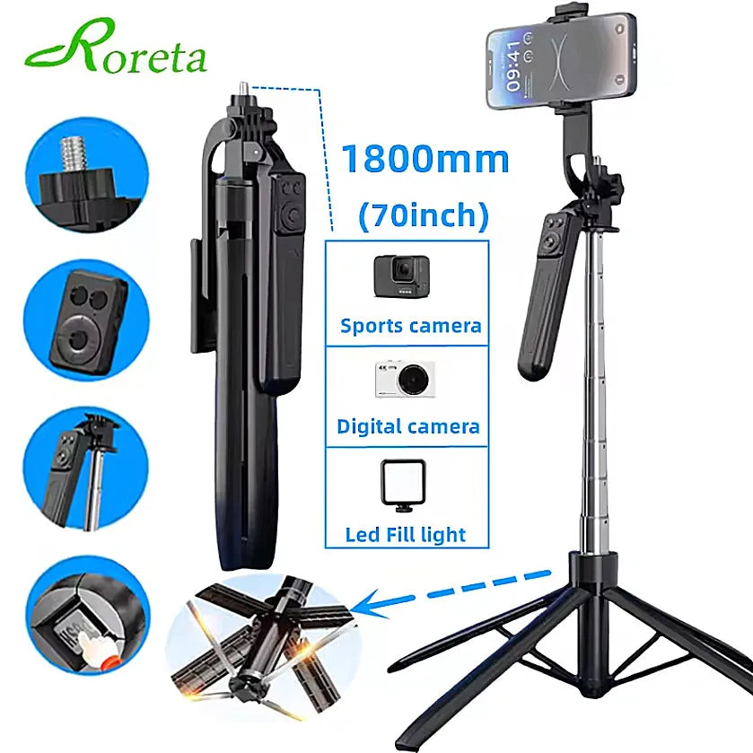 2026 New 1800mm Tripod for Smartphone Camera,Tripods Stand with Bluetooth shutter Wireless Selfie Stick Steady brackets holder