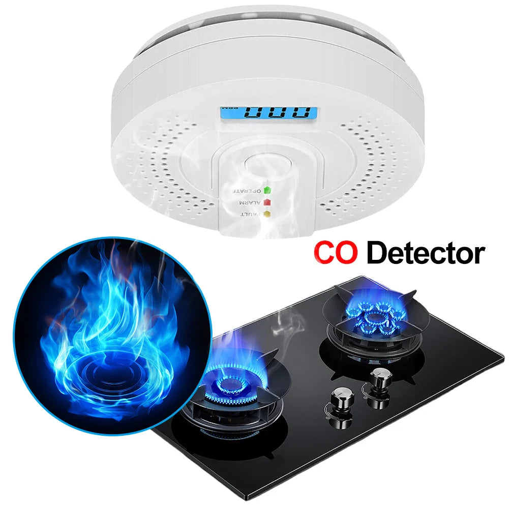 Digital Warning Alarm Sensor Sound Warning Battery Powered Portable CO Detector with LED Indicator CO Sensor for Home Warehouse
