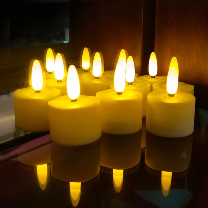 6/12/18/24pcs LED Tea Light Candles Rechargeable Flameless Candles Home Decor Flickering Electronic Candle Lamp for Home gift