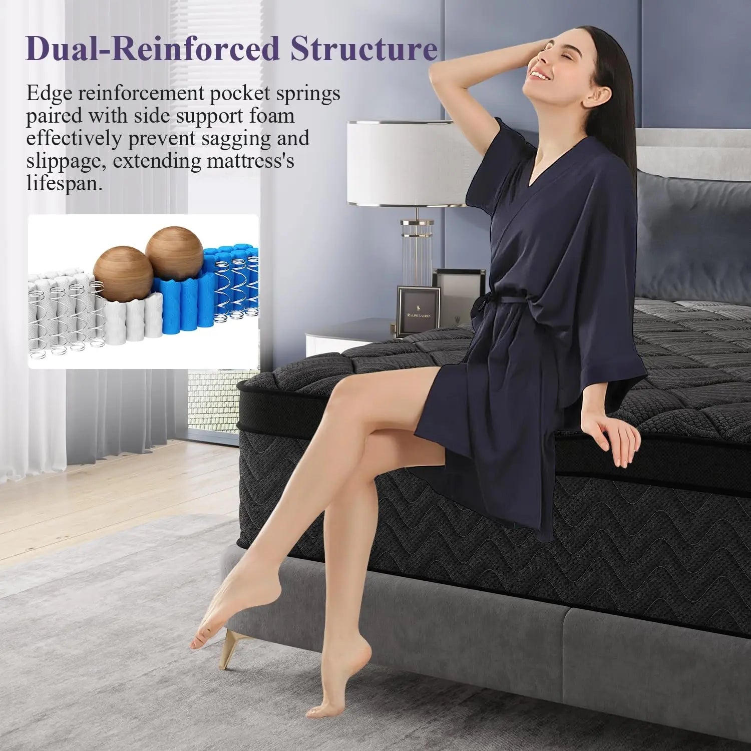 14 Inch Hybrid Queen Mattress, Cooling Gel Memory Foam & Pocket Springs, Medium Firm Support, 365-Night Trial