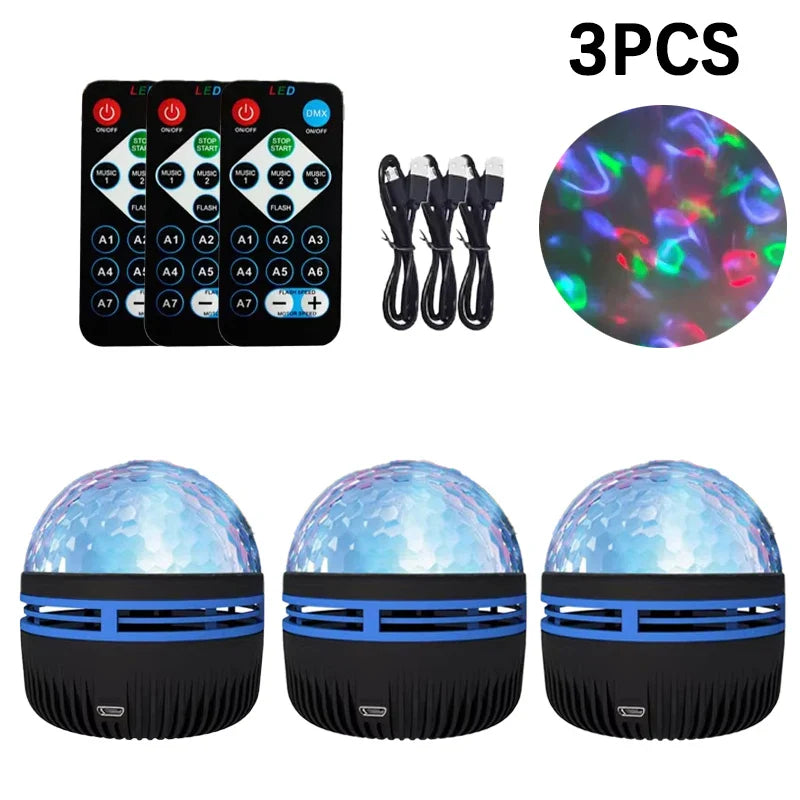 1/3PCS LED Starry Night Light Remote Control Rotating Star moon Projection Lamp USB Plug-in Magic Ball Stage Atmosphere Decor