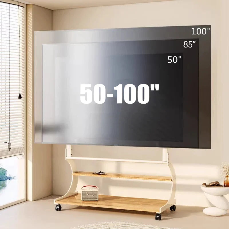 Mobile Rolling TV Stand for 50-100inch TVs Cart TV Shelf Mute Wheels up to 220lbs Max VESA 900x600mmFloor Stand TV Support Shelf