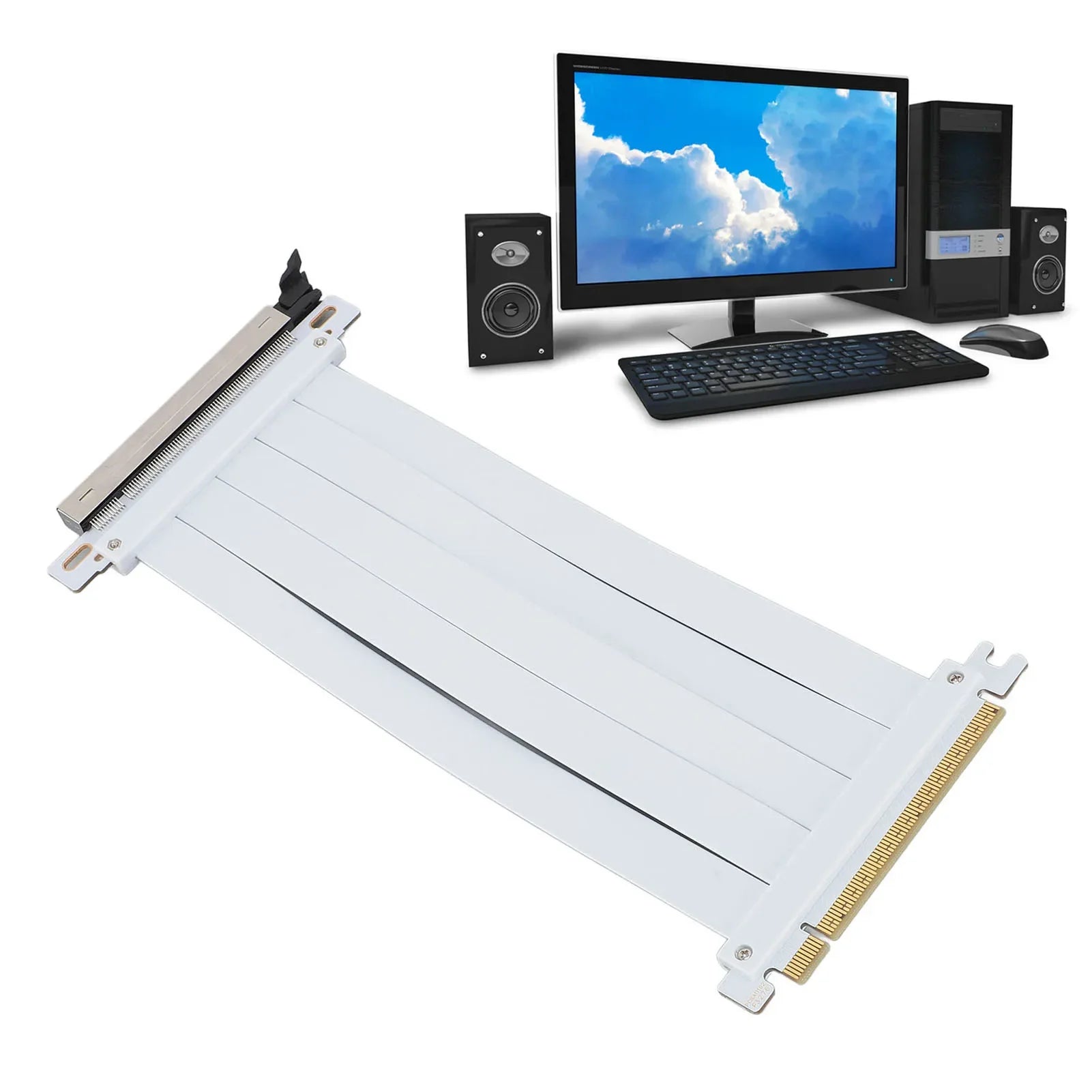 PCIE 5.0 X16 Riser Cable PCB 128Gbps High Speed Flexible GPU Extension Riser Cable Adapter Compatible with 4.0 3.0 2.0 1.0