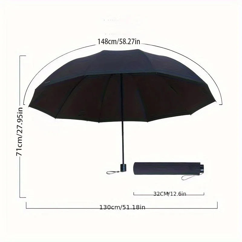 Extra-Large Folding Umbrella Heavy-Duty Reinforced Compact Travel Windproof Unisex  Protection Umbrellas for Business & Home Use