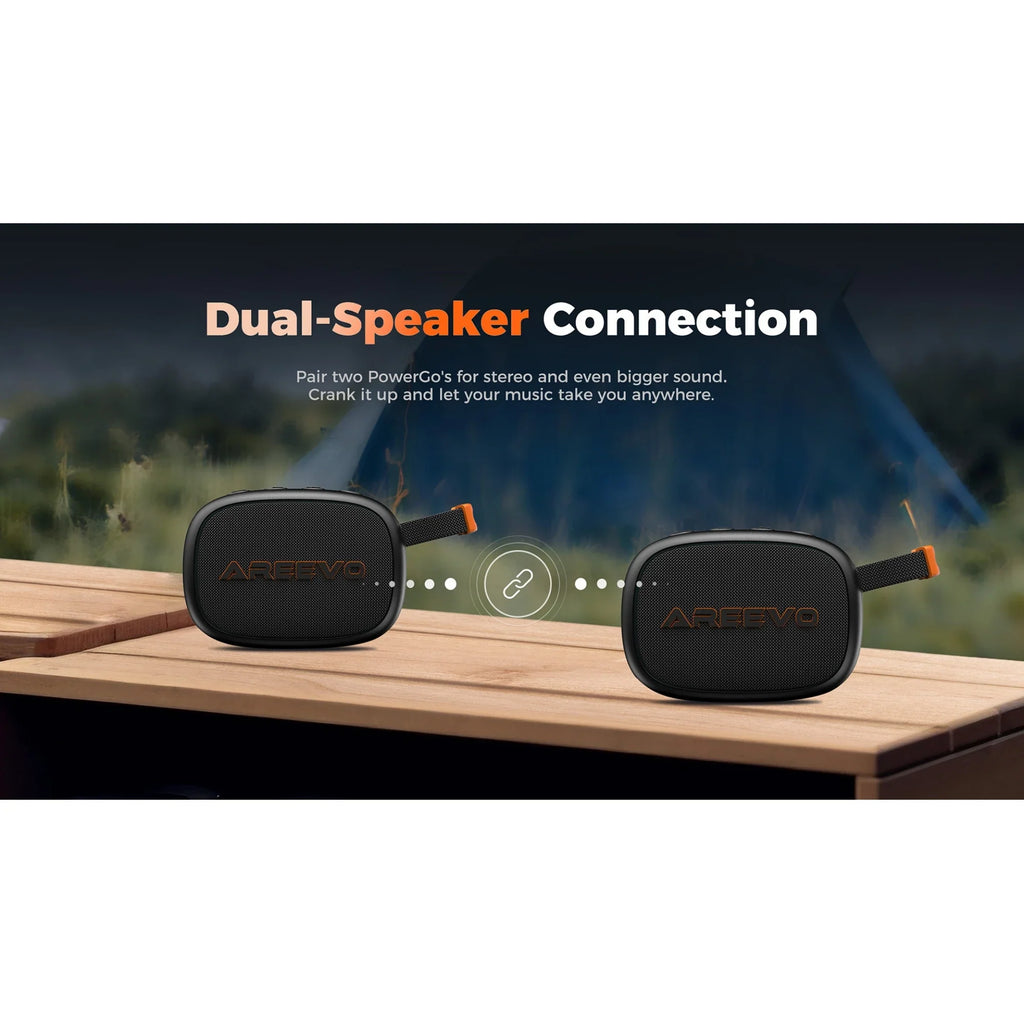 AREEVO PowerGo Wireless Speaker, IP67 Waterproof, Sound with Punchy Bass Bluetooth 5.3 24H Playtime Dual-Speaker Portable Stereo