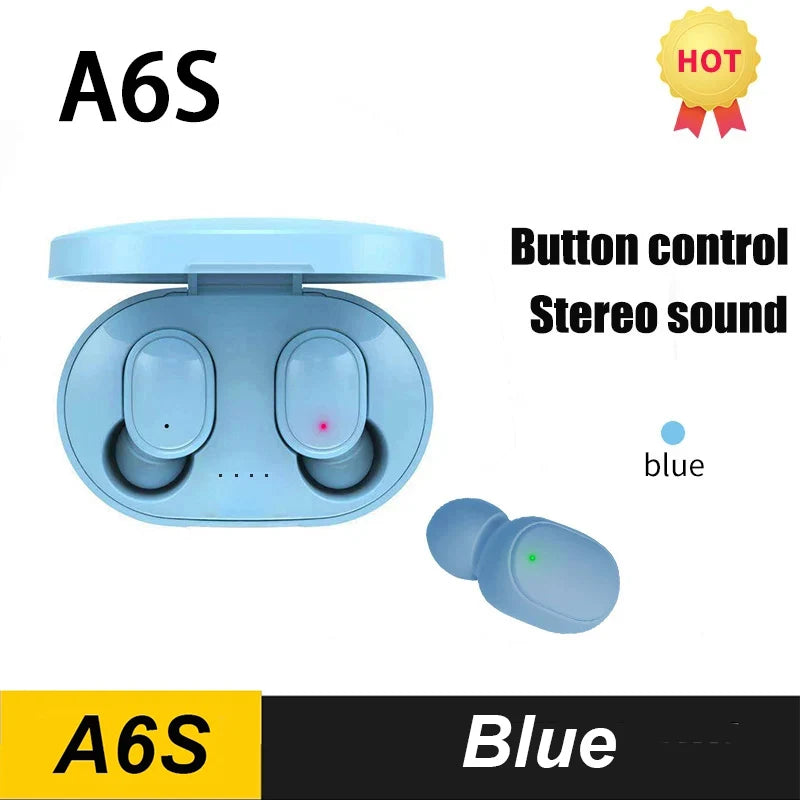 Original A6S TWS Bluetooth Headphone Wireless Earphone Stereo Headset Sport Earbuds With Microphone  Charging box For Smartphone