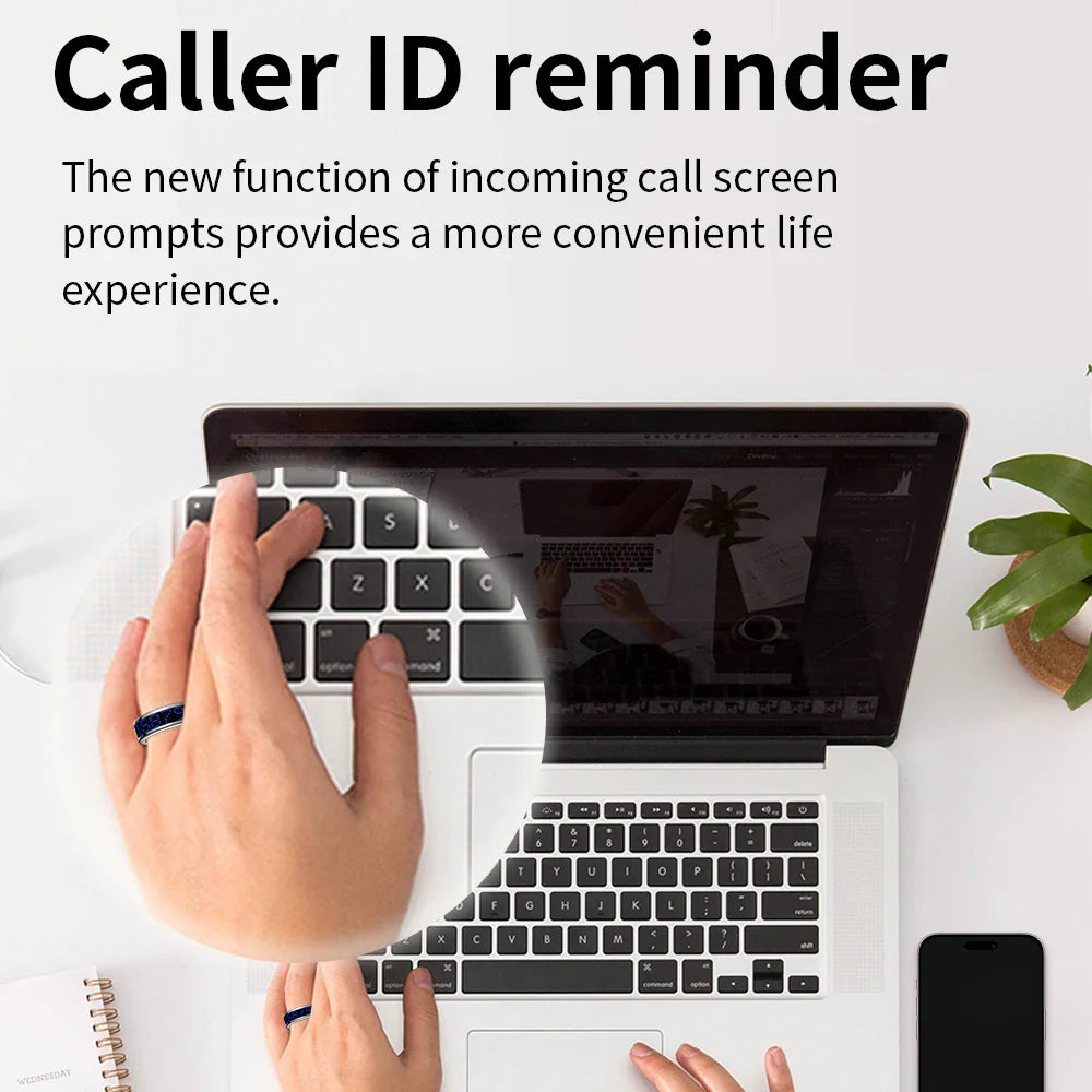 New Ultra-thin Lightweight Smart Ring Multi-functional Display Heartrate Health Caller ID Reminder Motion Detection Waterproof