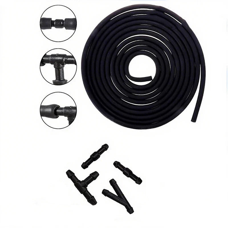 5pcs/Set 2m Car Windshield Washer Hose Automotive Wiper Blade Pipe Windshield Jet Spray Wiper Nozzle Water Hose Fluid Tube