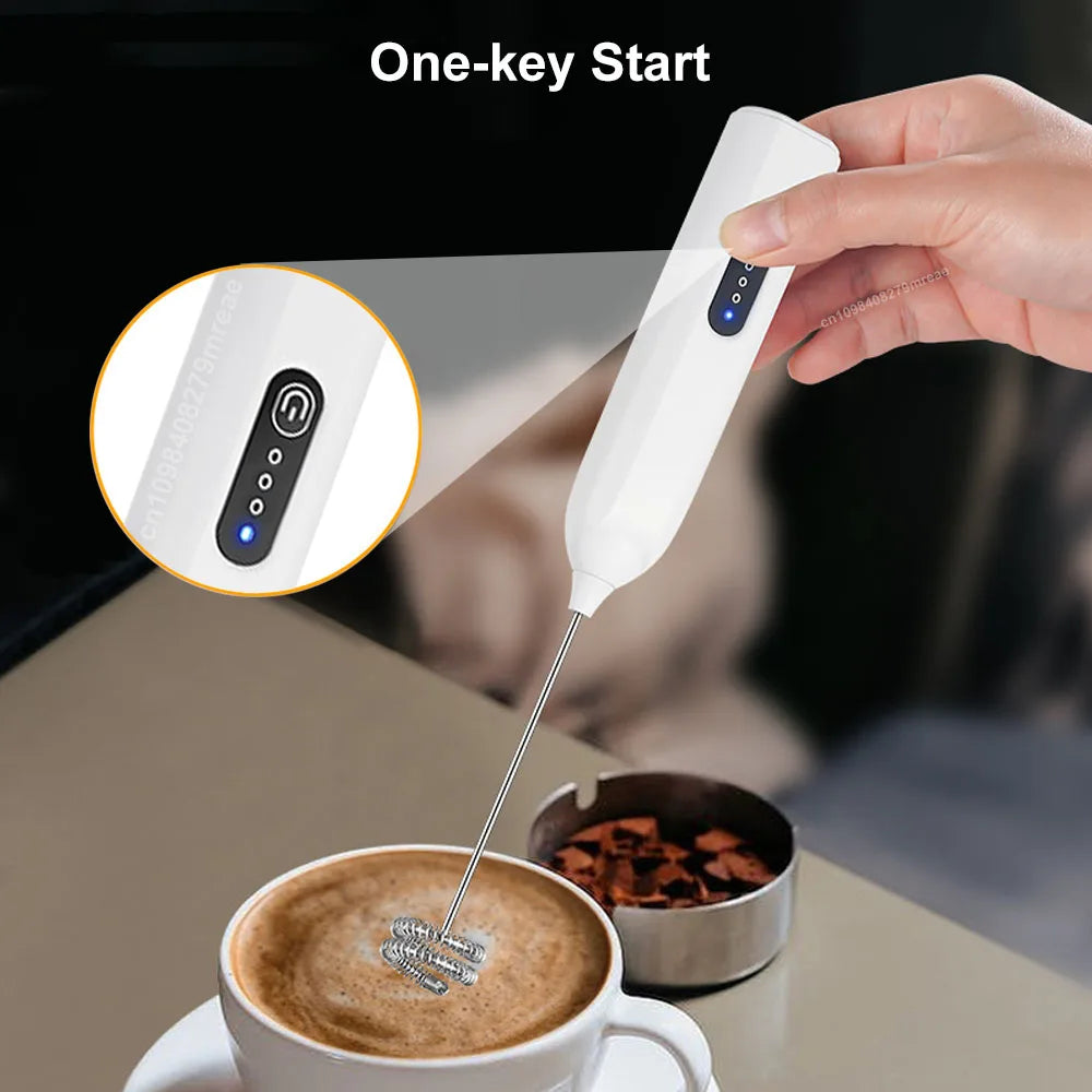 Mini Milk Frother USB Rechargeable Handheld Automatic Rotary Milk Foam Maker for Coffee Latte Cappuccino Maker Electric Blender