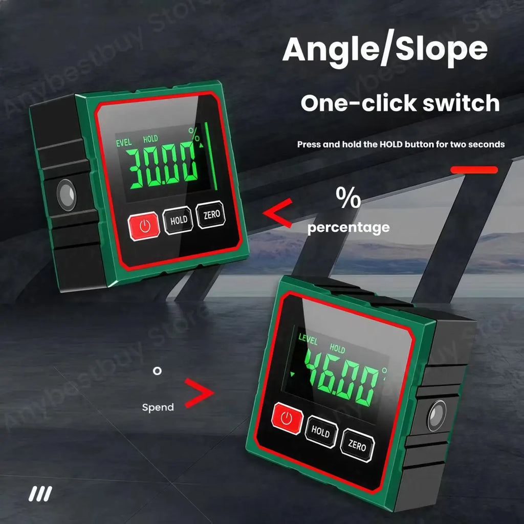 4-Sided Magnetic Electronic Inclinometer Digital Display Tilt Angle Gauge Portable High-precision Measurement Laser Level Ruler