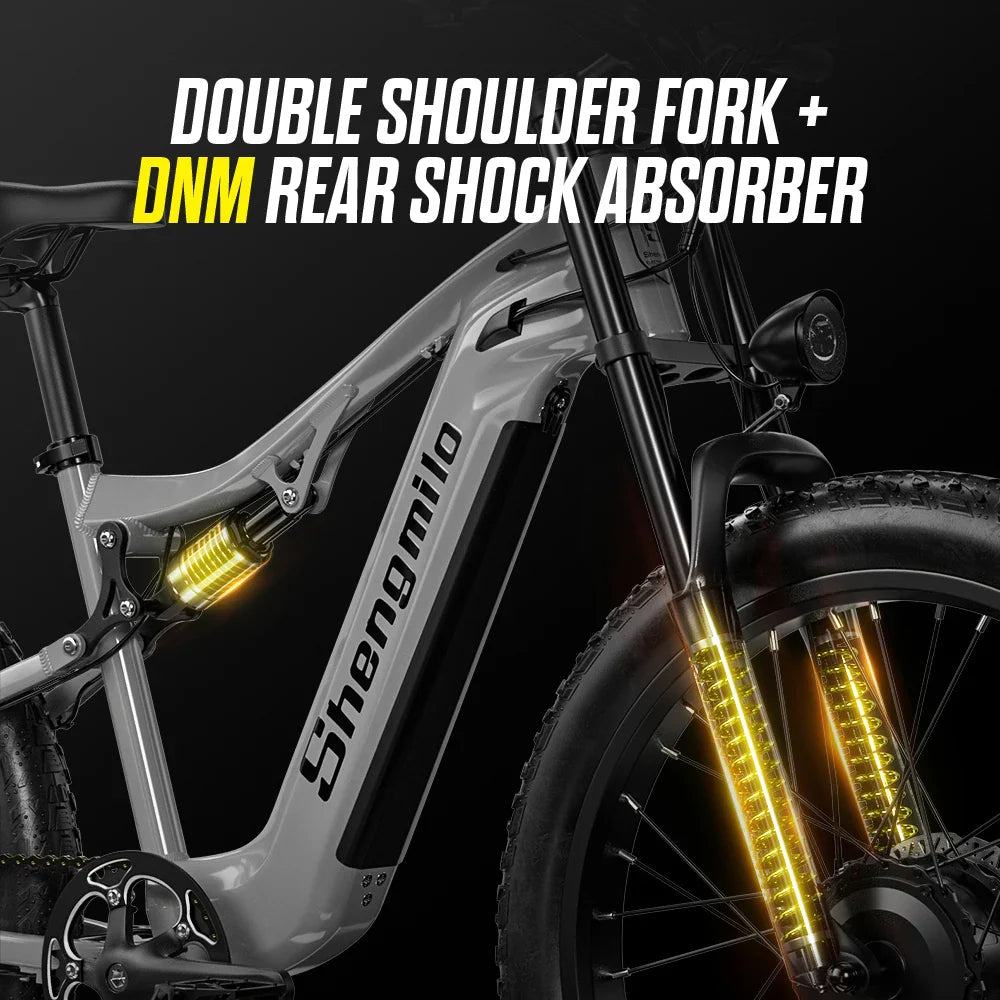 Shengmilo S600 26 inches adult electric mountain bike, 2000W dual motor ebike 7-speed electric bicycle，Fat Tire ebike17.5ah
