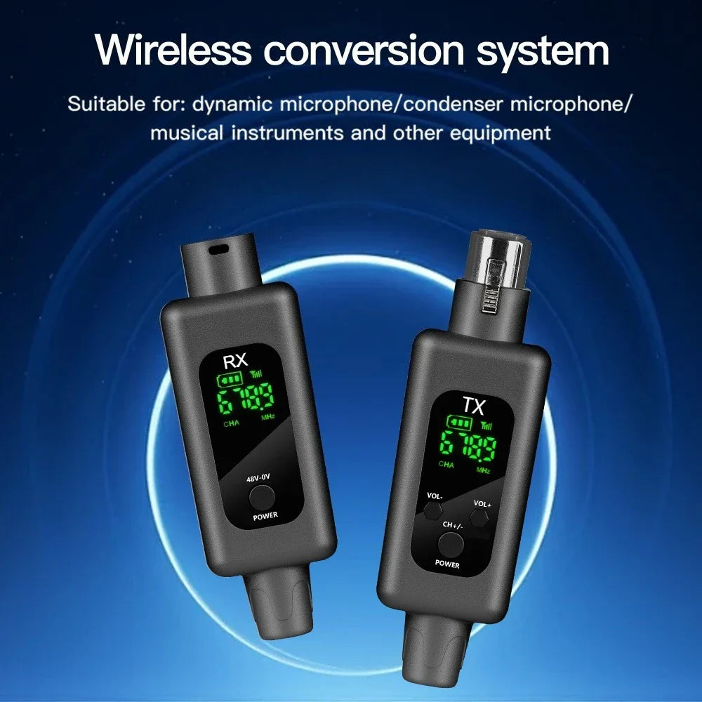 Wireless Microphone Transmitter & Receiver G-MARK WX70 XLR Adapter System For Wired Microphone Guitar Audio Mixer
