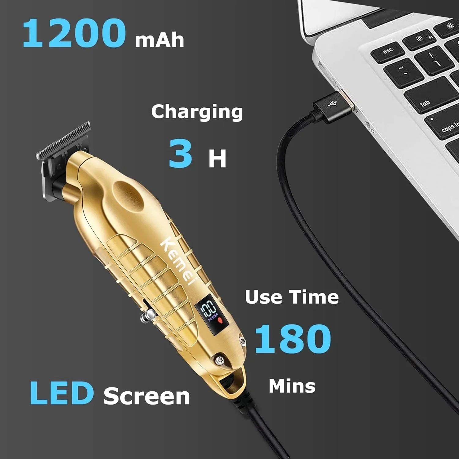 Kemei 2293 Men Zero Gapped Cordless Hair Clipper Professional Hair Beard Trimmer Barber Rechargeable Finish Hair Cutting Machine