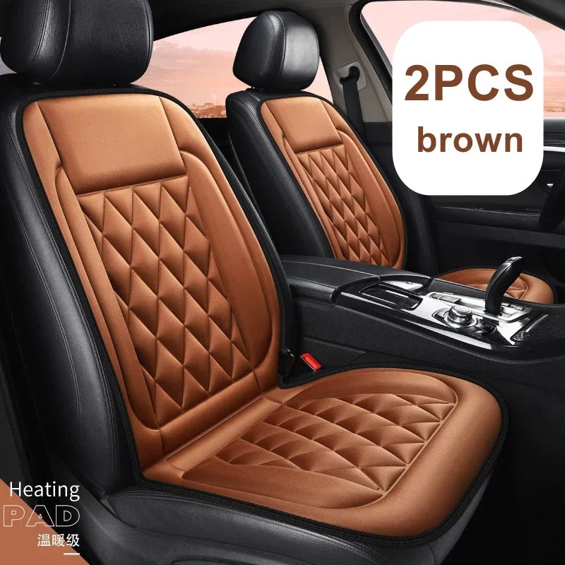 2pcs Winter Heated Car Seat Cover 12V Heating Warmer Car Seat Cushion Auto Universal Protector Cloak Cover Pads Set New Amagi