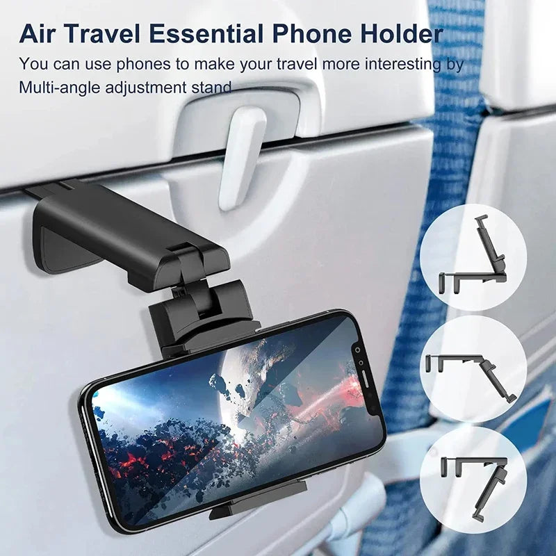 Airplane Phone Holder Portable Foldable Desktop Mobile Phone Stand Rotatable Selfie Holding Live Train Seat Clip Lazy Bracket