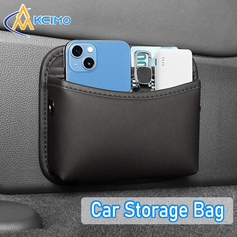 Universal Car Organizer Pocket Bag For Car Storage Box Collecting Bag Cards Phone Key Paste Box Self Adhesive Car Storage Pocket
