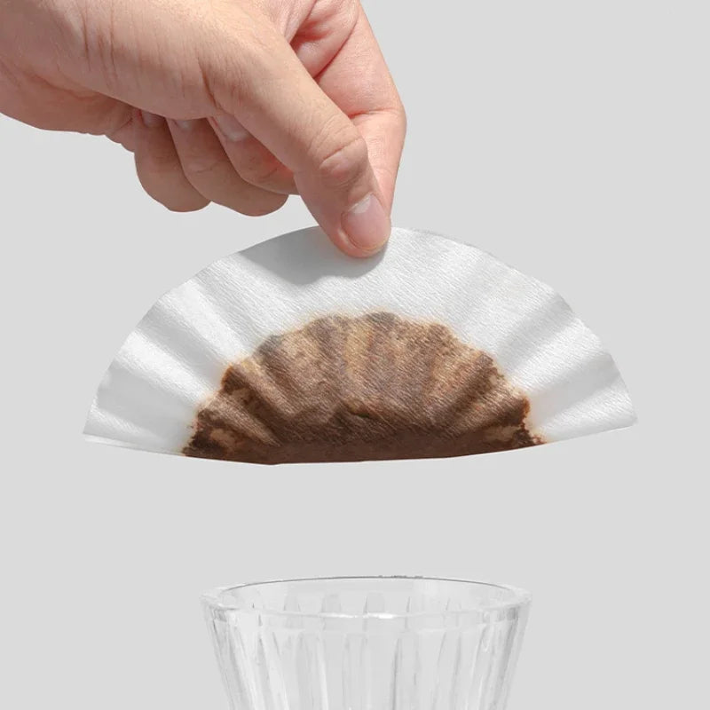 50PCS Kraft Paper Coffee Filter Cups Bowl Shape Origami Hand Brewed Drip Corrugated Disposable Cup for Pour Over Espresso