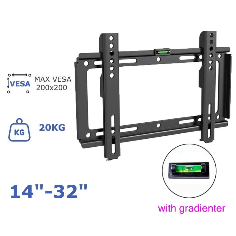 TV Wall Mount Fixed for Most 14"-32" Flat/Curved TVs with Max VESA 200X200mm up to 55Lbs Space Saving Universal TV Bracket