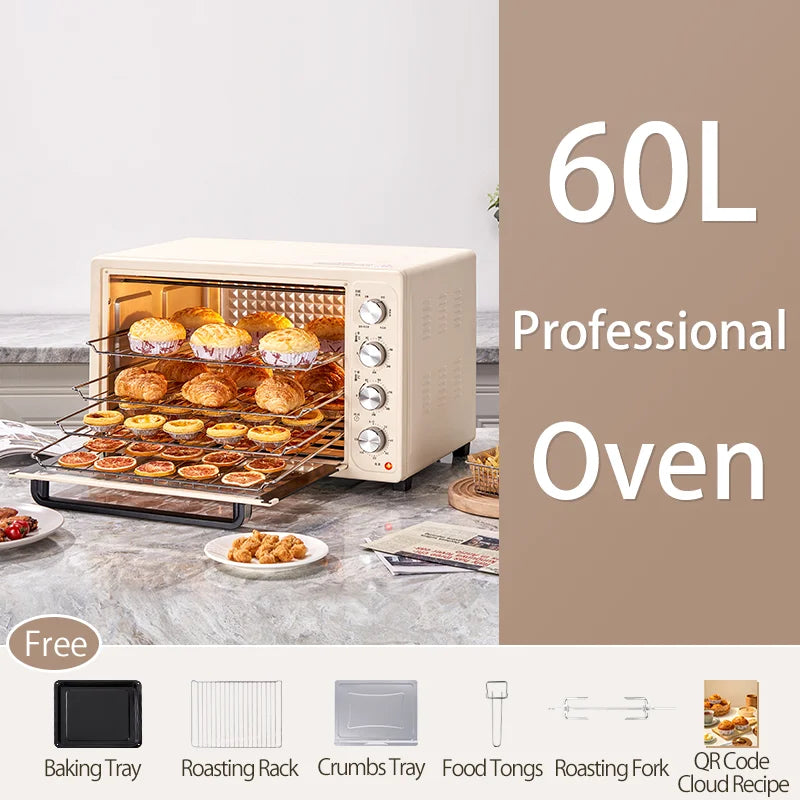 SUNATUR 2200w hot air circulation oven small commercial baking pizza toaster oven 60L Electric table oven household pastry oven