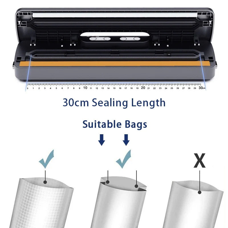 New Electric Vacuum Sealer Home Food Packaging Machine 5mm Heating Width US EU UK AU Plug 110V 220V 240V Automatic Food Sealer