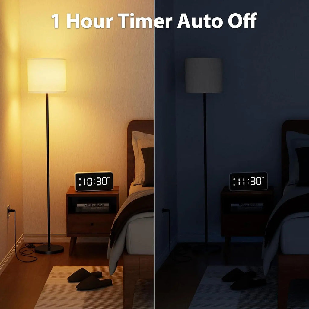 Dimmable Floor Lamp with Remote, Adjustable Color Temperature, Linen Shade for Living Room Office Bedroom