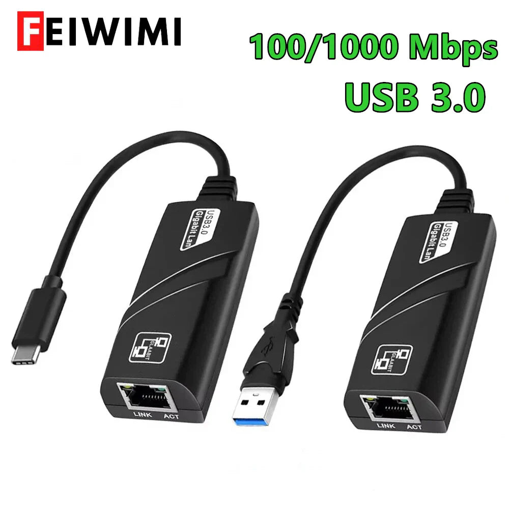 10/100/1000Mbps USB3.0 Wired Network Card USB To Rj45 Lan Ethernet Adapter Converter for PC Laptop MacBook Accessories