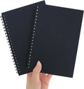 2-Pack Soft Cover Sketchbooks, 140 Pages, 7.5x5.1 Inches, 100GSM Paper, Black Spiral Notebooks Set