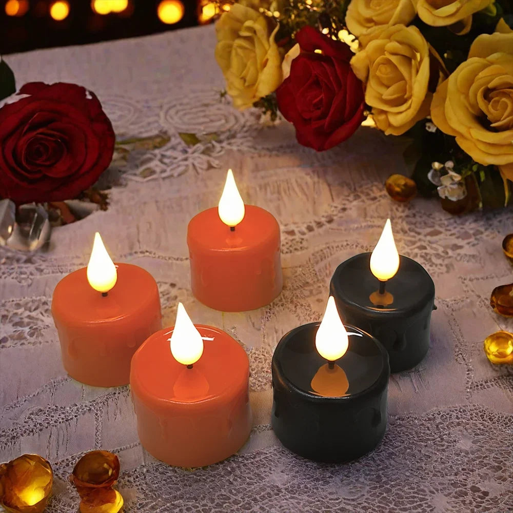 Rechargeable Flameless LED Candle Lights Warm Light for Home Decor Wedding Holiday Night Lights Halloween Black Candle Light
