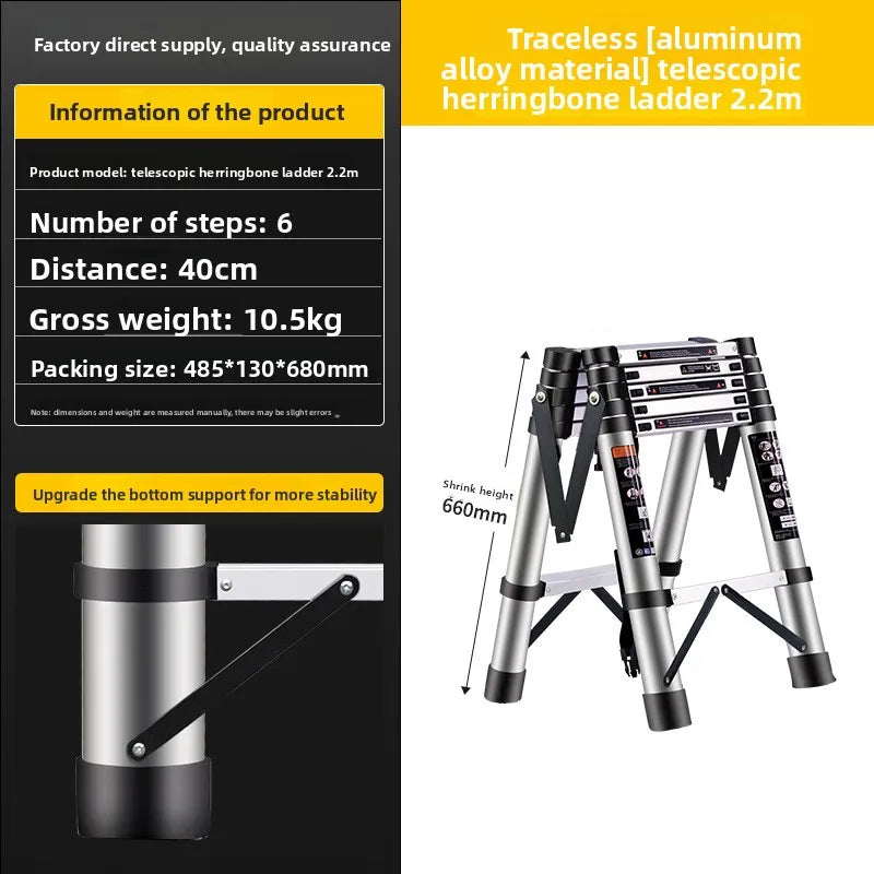 Aluminum Telescopic Folding 3 Step Ladder Step Stool Home Kitchen Garden Portable Lightweight Safety Lock Multipurpose Household
