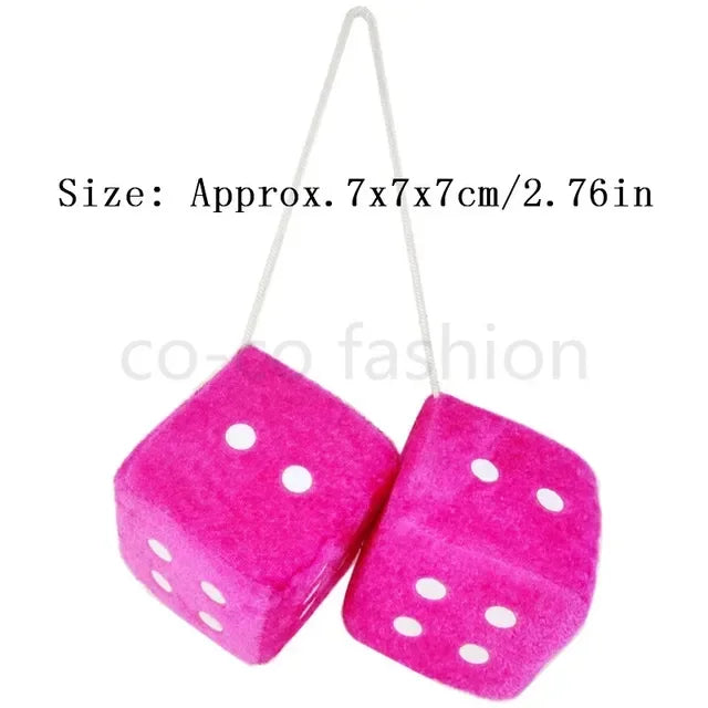 2pcs Plush Dice Toys Velvet Pendants Car Hanger With Suckers Stress Relief Squeeze Cube Fluffy Stuffed Decoration Eid Amagi