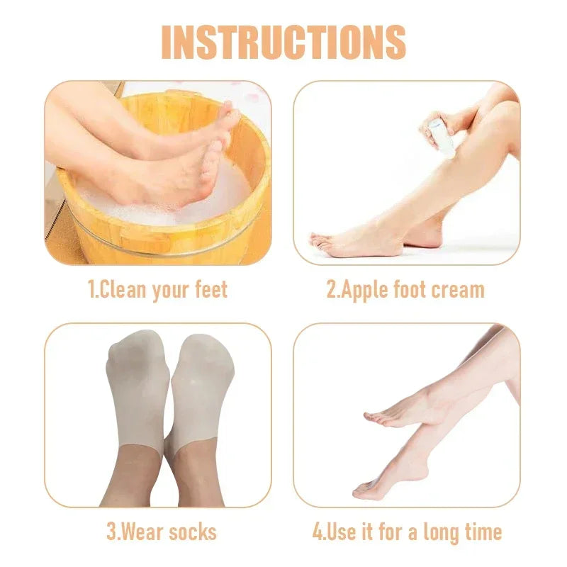 2 Moisturizing Silicone Gel Socks for Dry Cracked Feet Nourishing Skin Lubricating Full Foot Care Massage Socks Manicure Tools