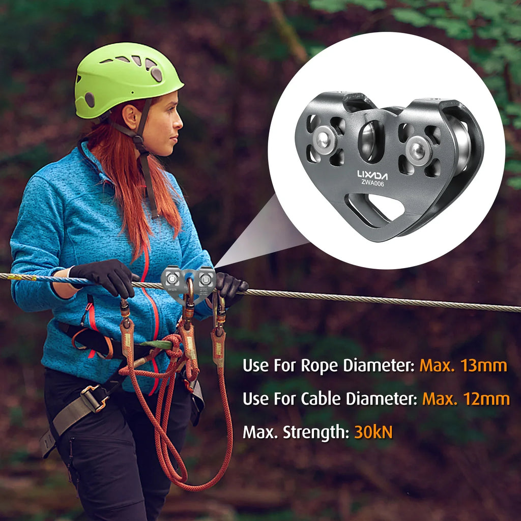 Cable Trolley Caving Trolley Pulley Trolley Lixada 30kN Cable Trolley Pulley with Ball Bearing Climbing Caving Aloft Work