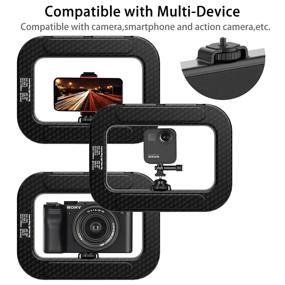 New Handheld Ring LED Rechargeable Fill light Portable Mobile Phone Live Broadcast Photography Desktop Rabbit Cage Selfie Light