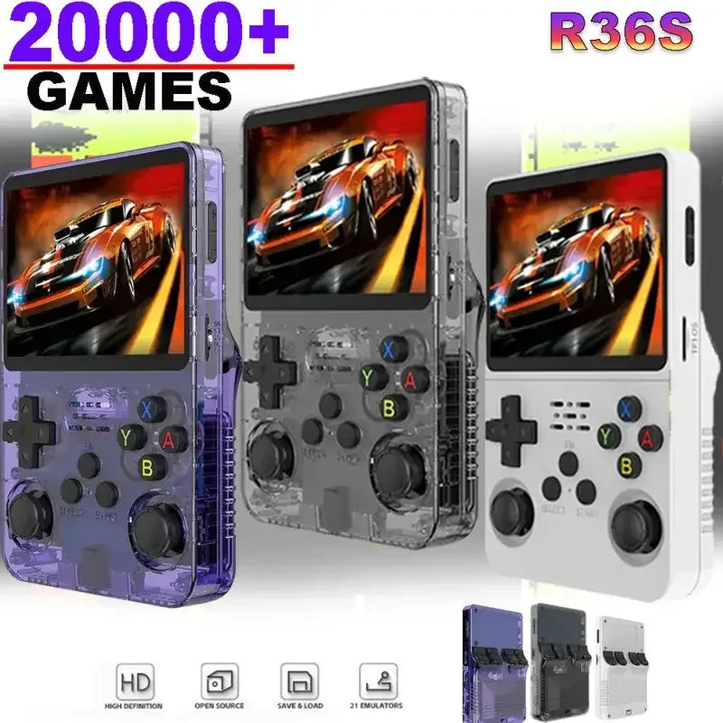 Open Source R36S Retro Game Console - 3.5 Inch IPS Screen, Linux OS, 128GB/256GB Preloaded Games, Portable Handheld Gaming