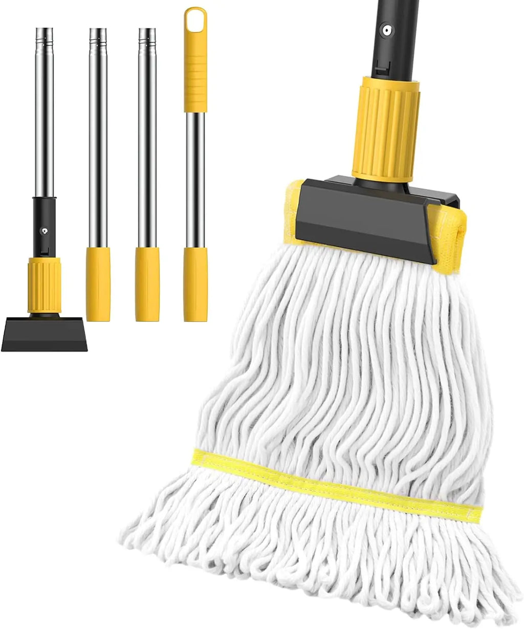 Heavy Duty Cotton String Wet Mop with Stainless Steel Handle for Commercial and Home Cleaning