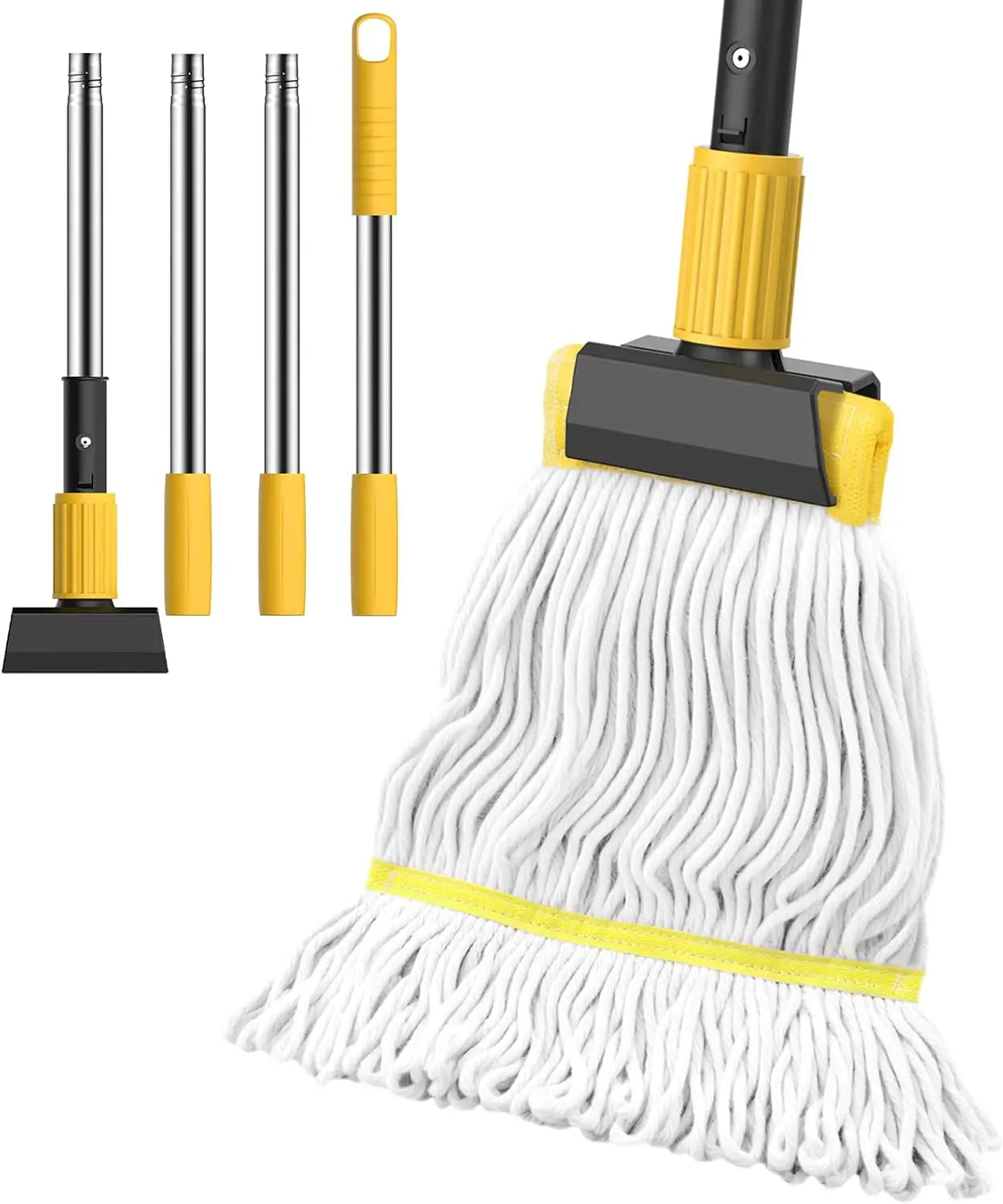 Heavy Duty Cotton String Wet Mop with Stainless Steel Handle for Commercial and Home Cleaning