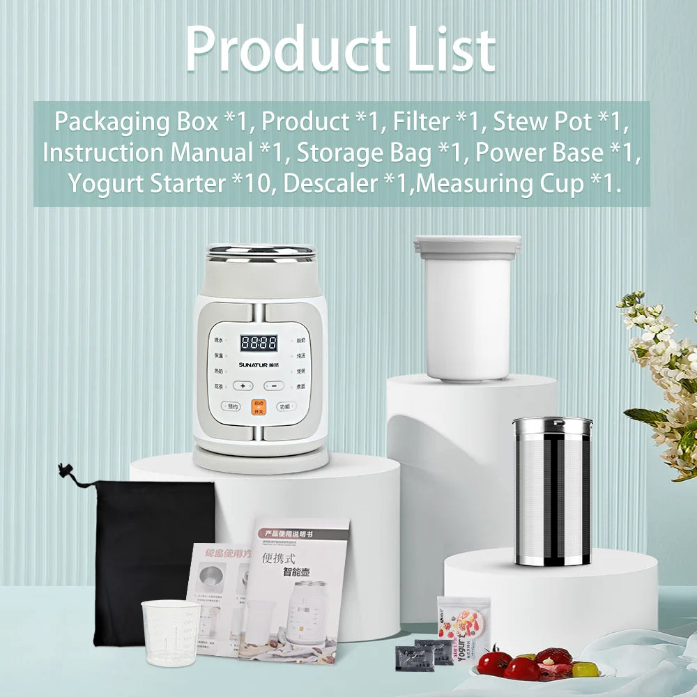 SUNATUR 700W rice cooker electric 600ml Cooking pots Multi cooker stew pot slow cooker portable soup pot Mini Porridge Cooker