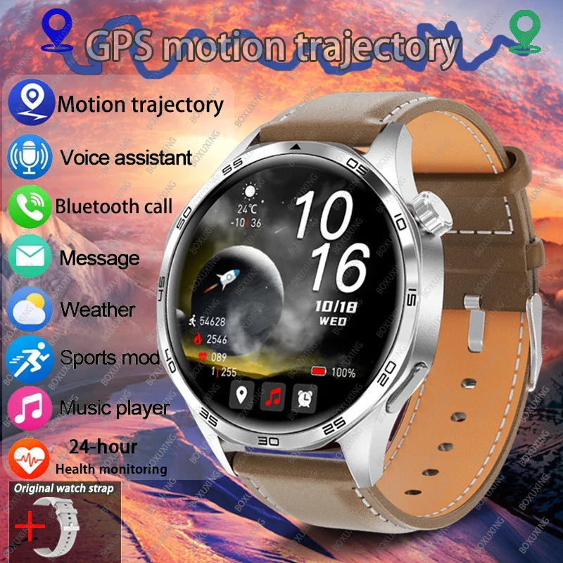 BOXUXING New Watch 5 Pro GPS NFC Men 100+sport Smart Watch AMOLED Screen Heart rate Bluetooth Call IP67Waterproof Man Smartwatch