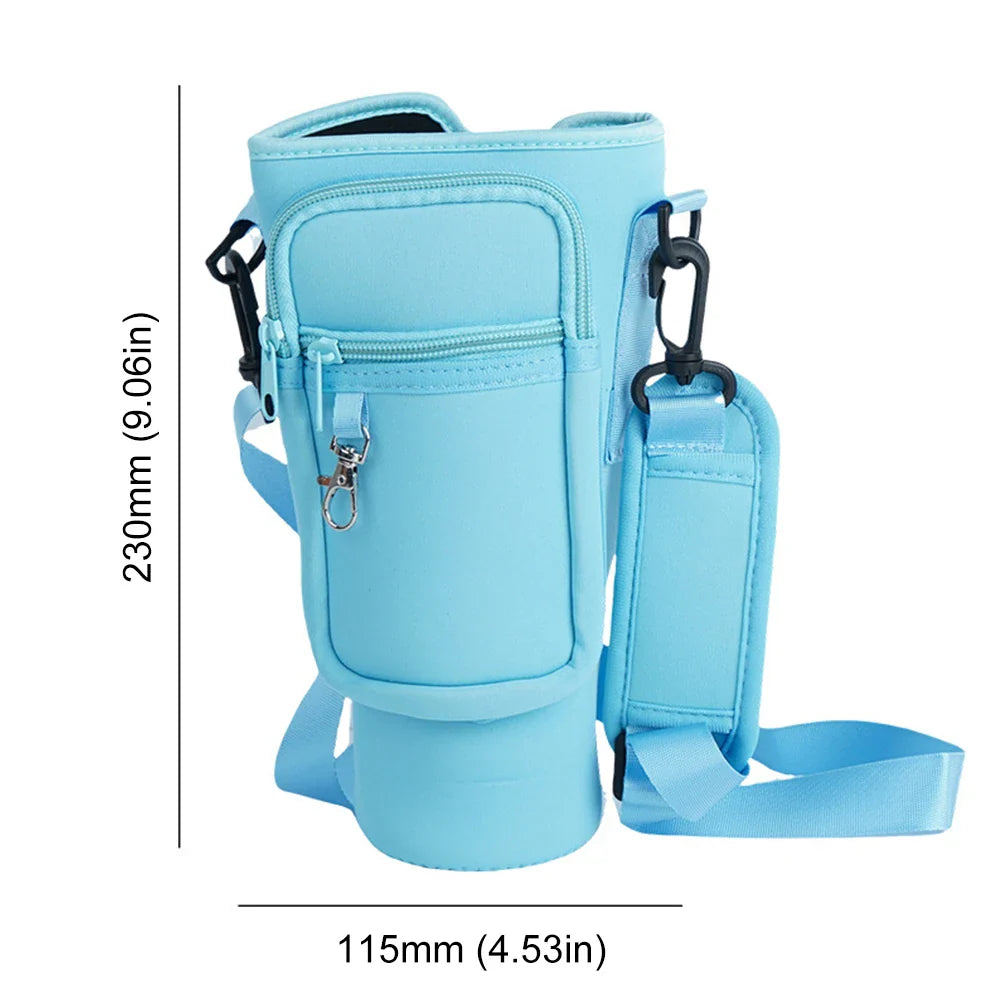 40oz Neoprene Water Bottle Carrier Bag For Stanley Quencher Cup Sleeve with Adjustable Shoulder Strap Water Bottle Holder Pouch