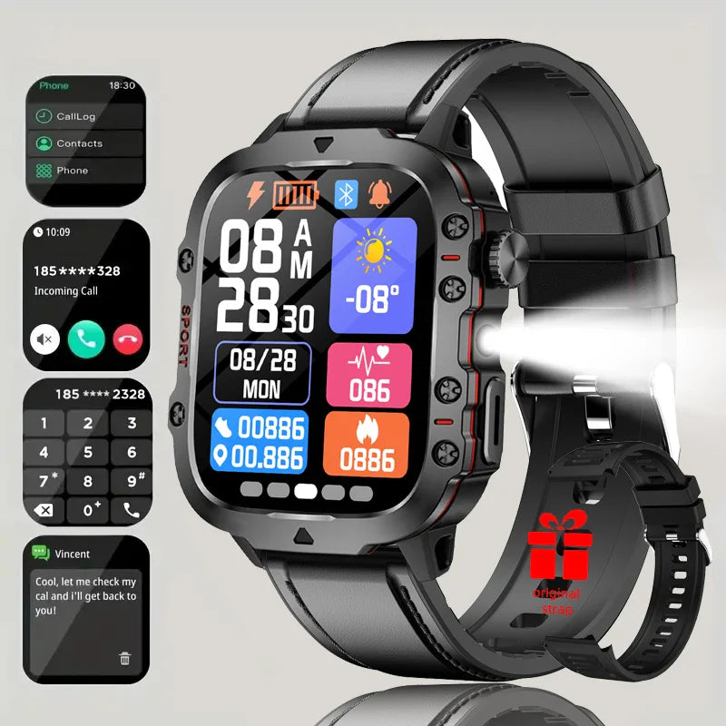 2026 New Hot GPS Sports Men Smartwatch Men 1.81-Inch HD Bluetooth Call Waterproof LED Flashlight Stainless Military Smart Watch