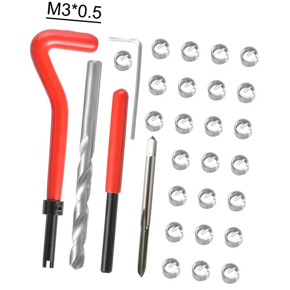 30Pcs Metric Thread Repair Insert Kit M3 M4 M7 M9 M11 Helicoil Car Pro Coil Tool 304 Stainless Steel Auto Repair Tool Bag