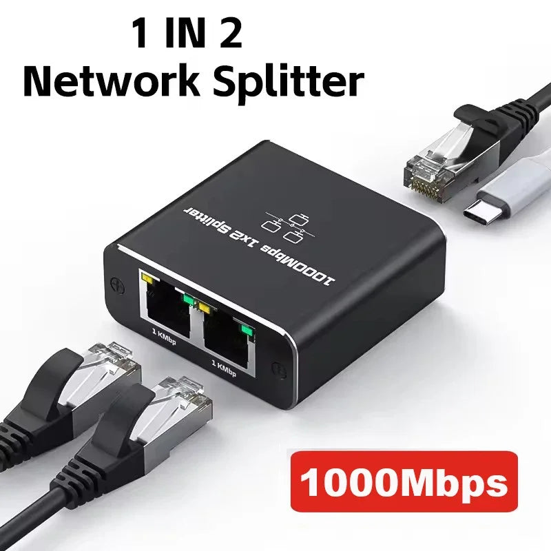 Gigabit 1000Mbps RJ45 Splitter 1 to 2 4 Ethernet Adapter Lan Connector Switch Coupler for PC Laptop TV Box Router Digital TV