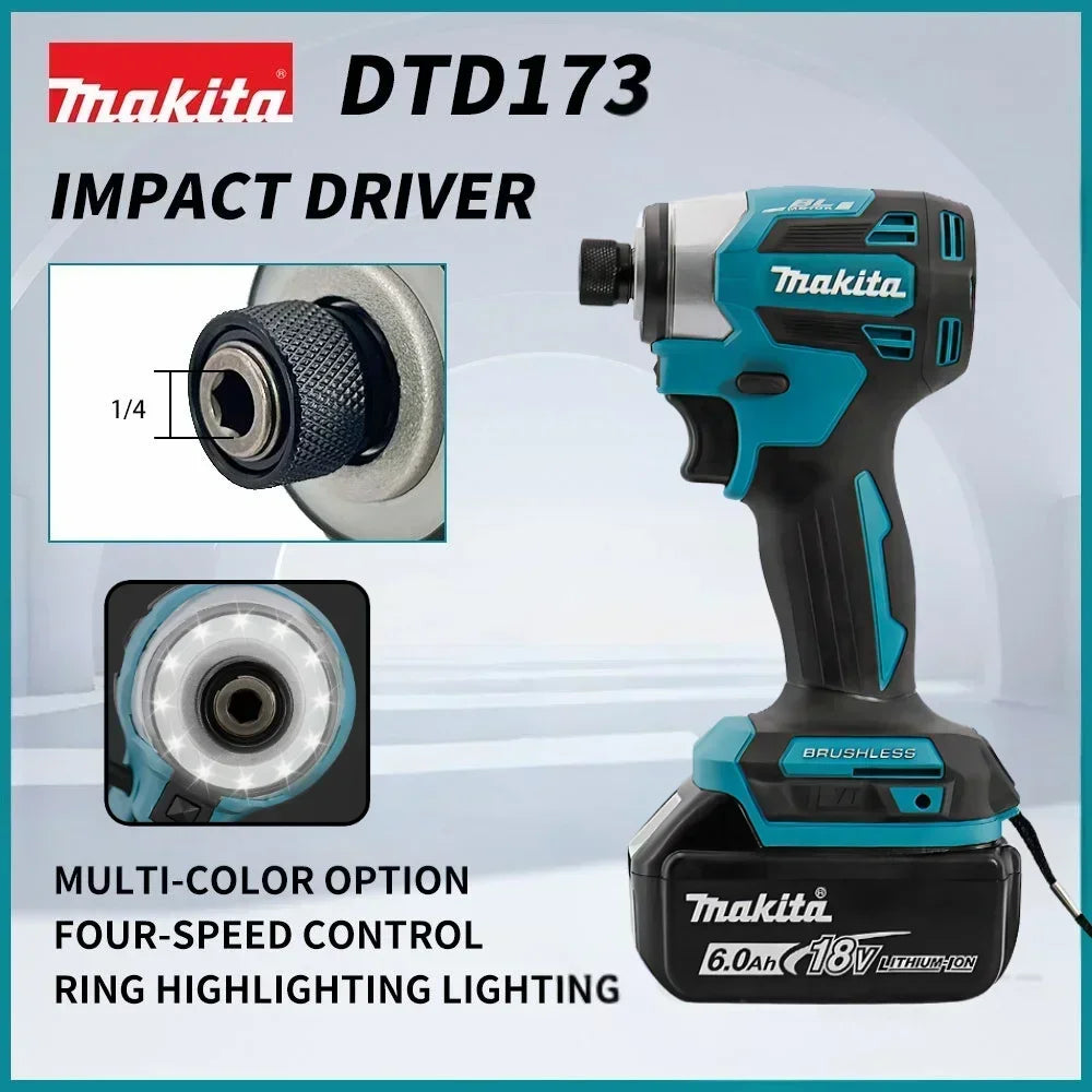 Makita DTD173 18V Cordless Impact Driver - Brushless Original Genuine Impact Screwdriver for Professional Use,drill for concrete