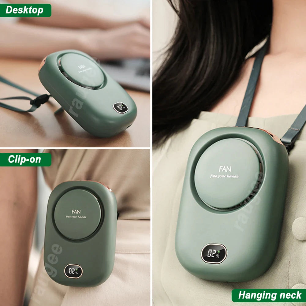Mini Waist Fan 3 Gear Wind Portable Wearable Hanging Neck Fan USB Rechargeable Bladeless Air Cooler Clip Fan for Outdoor Working