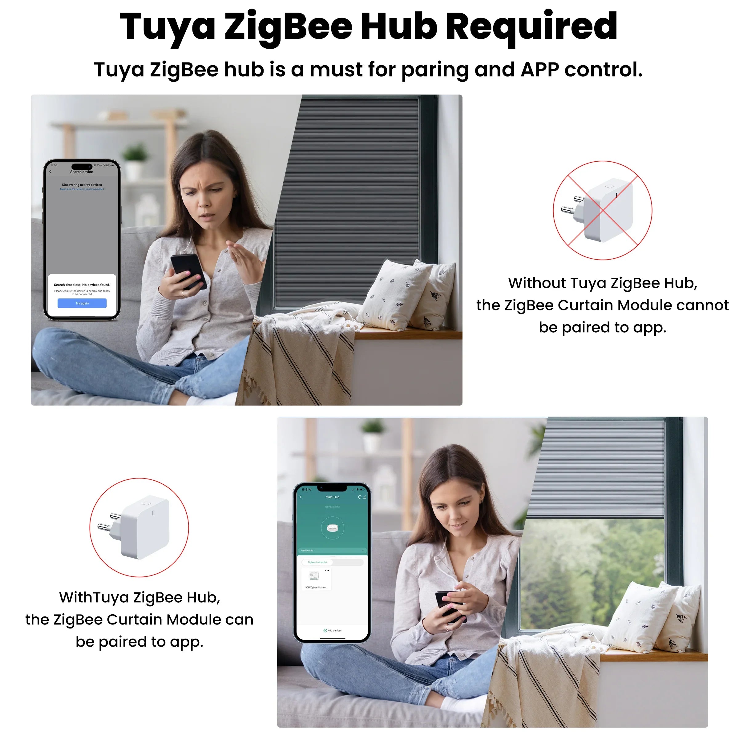 GIRIER Tuya Smart ZigBee/Wi-Fi RF433 Curtain Switch Module for Electric Roller Shutter Blind Motor 1/2CH Works Alexa Hey Google